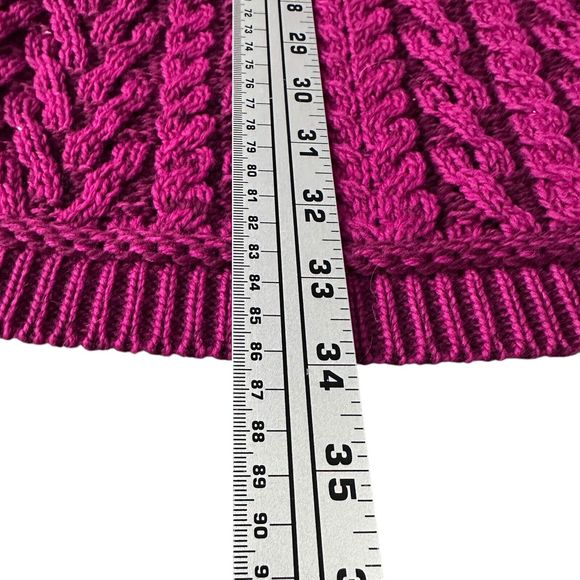 Aran Crafts Open Front Merino Wool Cardigan Sweater Women's XL Pink Pockets New - Picture 9 of 9